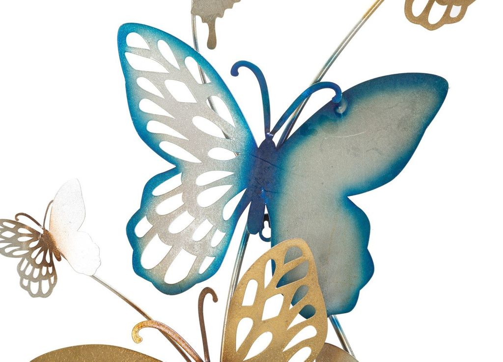 Pillangós fali dekoráció, arany, kék - papillons - butopêa